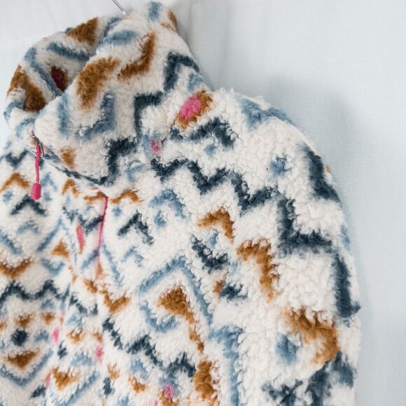 Eddie Bauer Plush 1/4 Zip Fleece Pullover Womens Large Multicolor Aztec Gorpcore - Picture 7 of 16